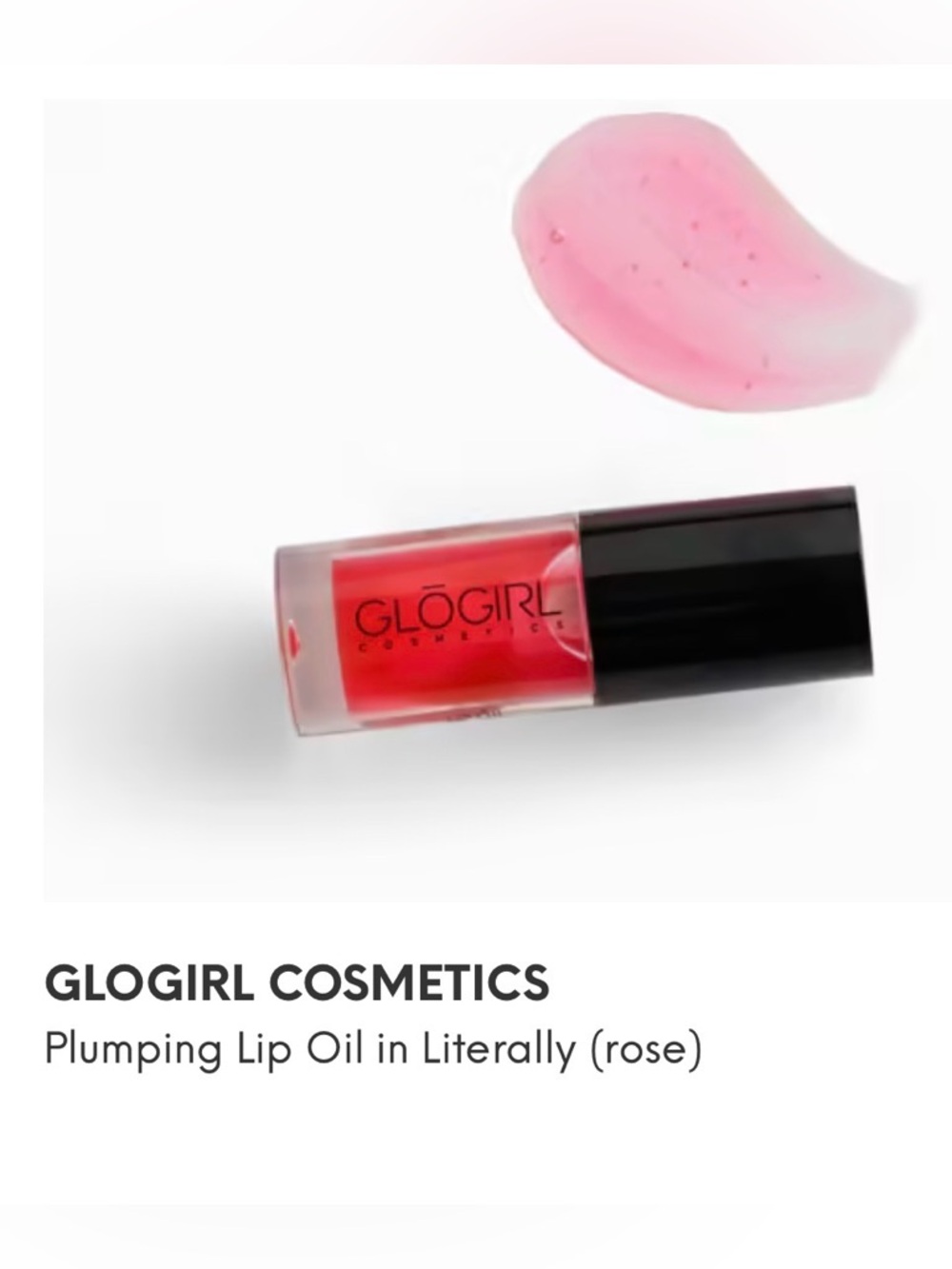 GloGirl Plumping Lip Oil — Literally (Rose) 3.50ml deluxe mini